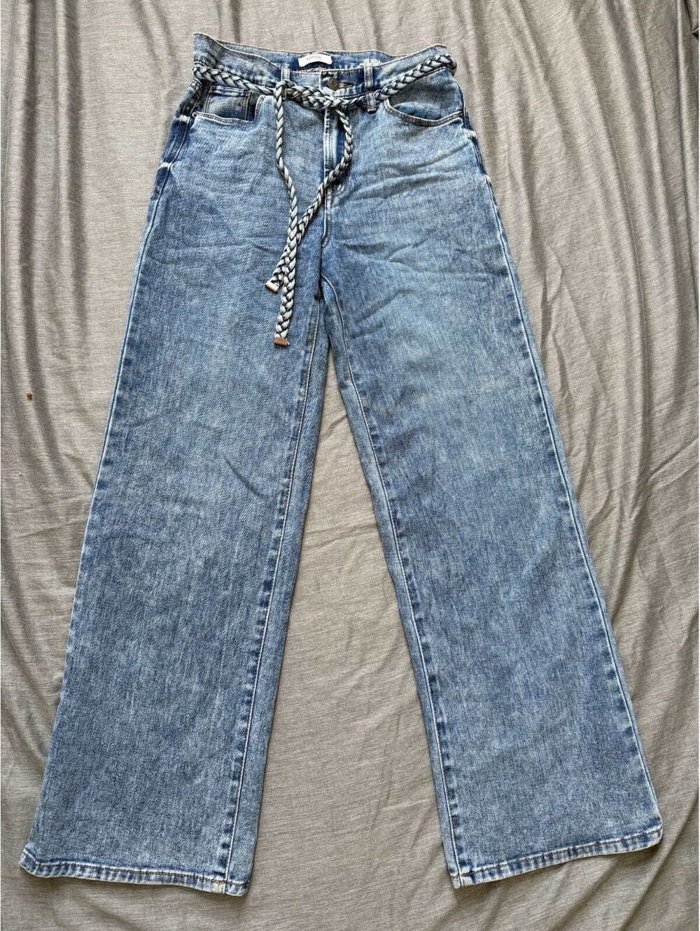 Kensie The Carla High Rise Wide Leg Jeans Removable Braided Belt Size 4/27